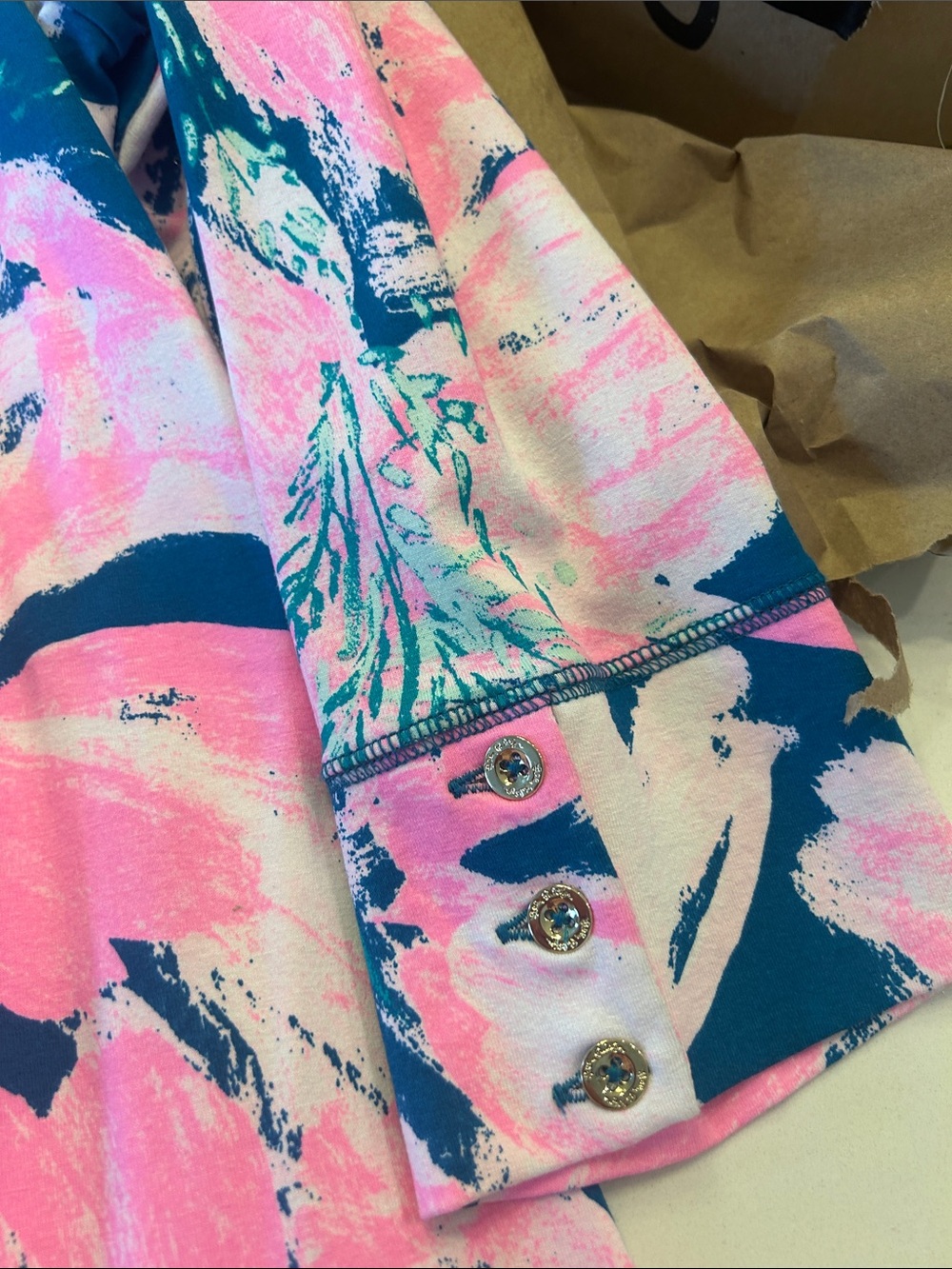 Lilly Pulitzer Navy with Pink Floral Midi Dress - Picture 4 of 4